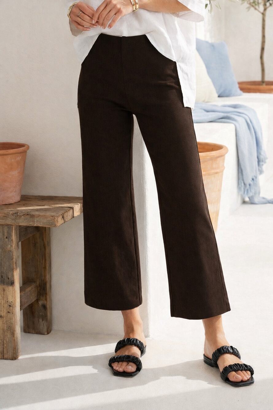 Fifteen Twenty Rylee Crop Pants in Brown 8 NWT Minimalist Quiet Luxury Office